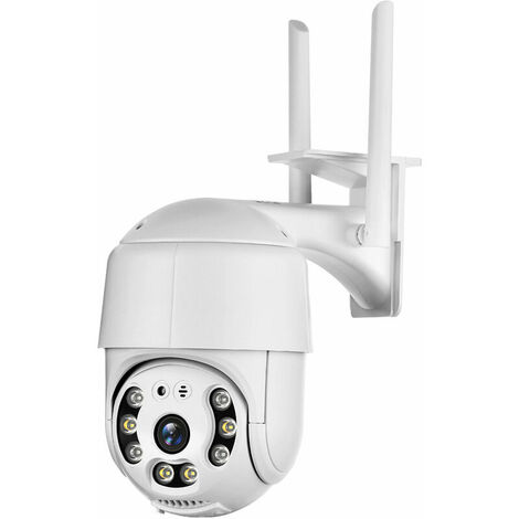 Caméra de sécurité extérieure PTZ, caméra de surveillance domestique 1080p avec panoramique/inclinaison, vision nocturne couleur, audio bidirectionnel, détection de mouvement, IP66 résistant aux intem
