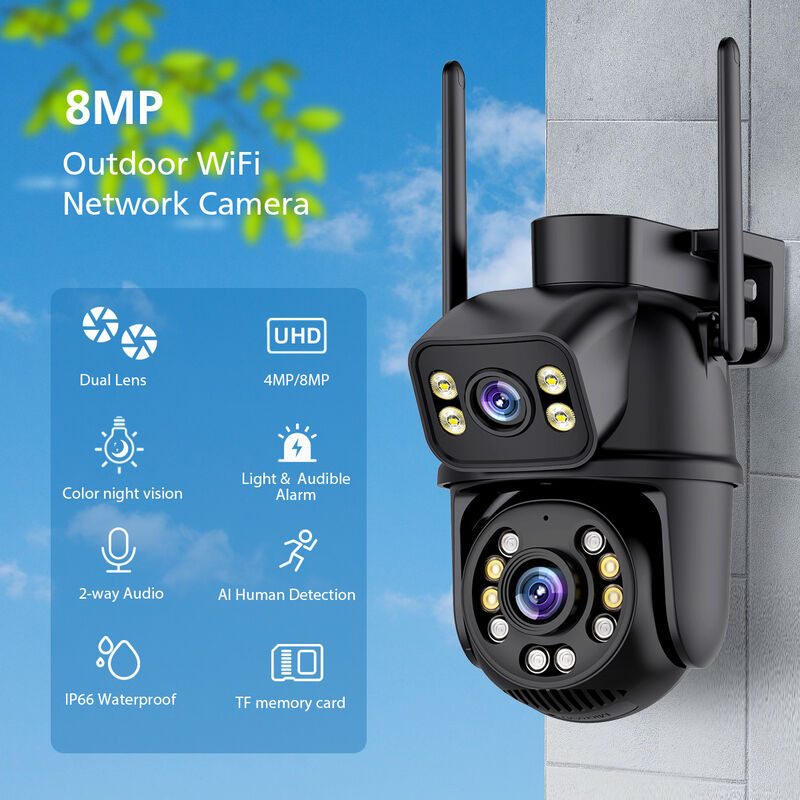 Merkmak - Camera de securite exterieure WiFi Camera ip ptz Double objectif 8MP Suivi automatique Videosurveillance cctv Vision nocturne