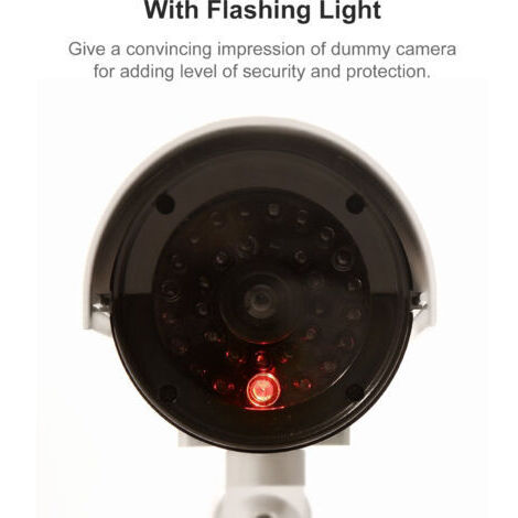 Caméra de sécurité factice, surveillance simulée, avec lumière clignotante, pour usage intérieur et extérieur, pour avertissement à domicile ou en entreprise