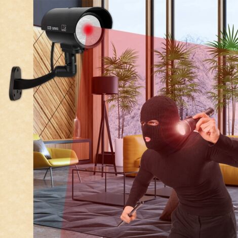 Caméra de Sécurité Fictive avec LED Clignotante, Détecteur de Mouvement et Alarme Anti-Intrusion