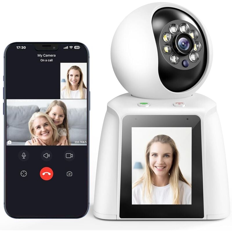 Gotrays - Caméra de sécurité intérieure 2K, moniteur Wifi pour bébé/aîné/enfant/nounou, vidéo bidirectionnelle/application téléphonique, caméra pour