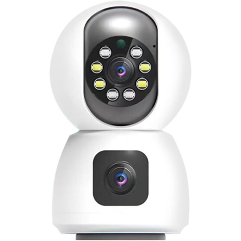 Caméra de sécurité intérieure à double objectif WiFi pour sécurité 1080p suivi automatique détection de mouvement notification d'alarme nocturne