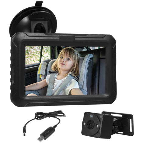 Caméra de sécurité pour siège arrière de voiture pour bébé HD 1080P, USB plug and play, facile à installer, vision nocturne HD, grand angle de 150°