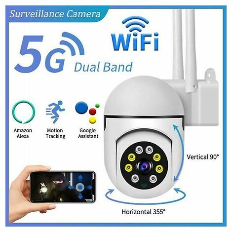 DHKLFA Caméra de sécurité sans fil 5g Wifi étanche IR vision nocturne détection de mouvement caméra de sécurité à domicile