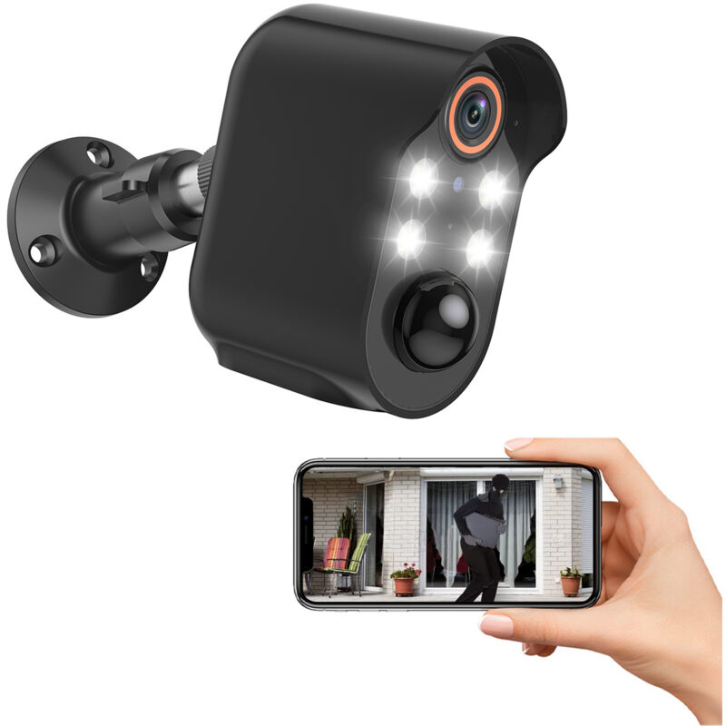 Caméra de sécurité sans fil à batterie, surveillance extérieure, WiFi, 1080p, maison intelligente, vision nocturne couleur, détection par IA