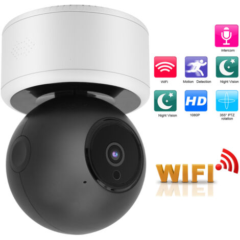 Caméra de Sécurité WiFi 1080P avec Détection Intelligente, Interphone Audio Bidirectionnel, Vision Nocturne Infrarouge, Alimentation Large 100-240V