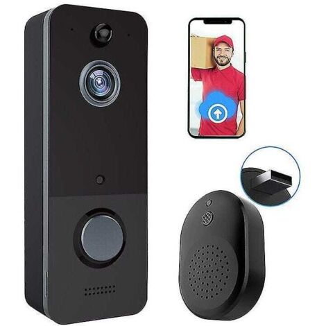 Caméra de sonnette sans fil, avec détection de mouvement, stockage en nuage, image HD en direct, vision nocturne, compatible Wi-Fi 2,4 g