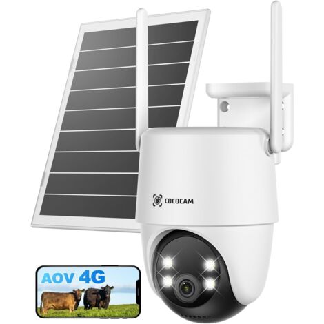 Caméra de surveillance 4G LTE avec batterie 15000mAh – Panneau solaire 8W – Vision nocturne 30m – Détection IA – Enregistrement 24/7