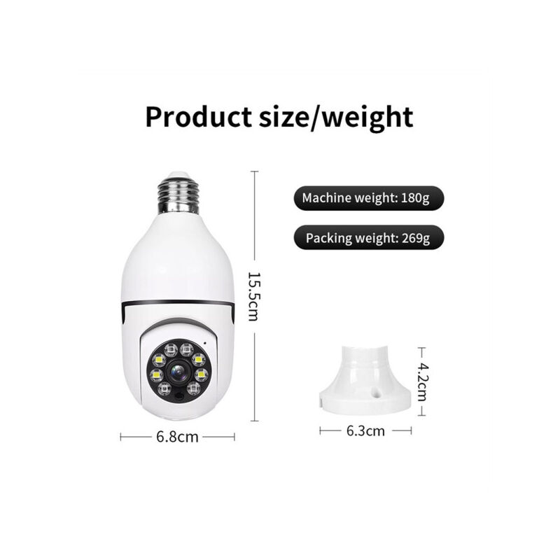 Rapanda - Caméra de surveillance à vision nocturne avec ampoule Wi-Fi, surveillance couleur automatique des personnes, surveillance vidéo de sécurité