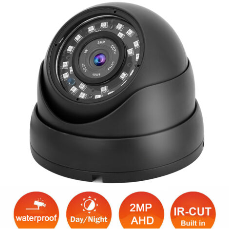 Caméra de surveillance AHD 1080p dôme pour bus, bateau, voiture - Système NTSC (Noir)