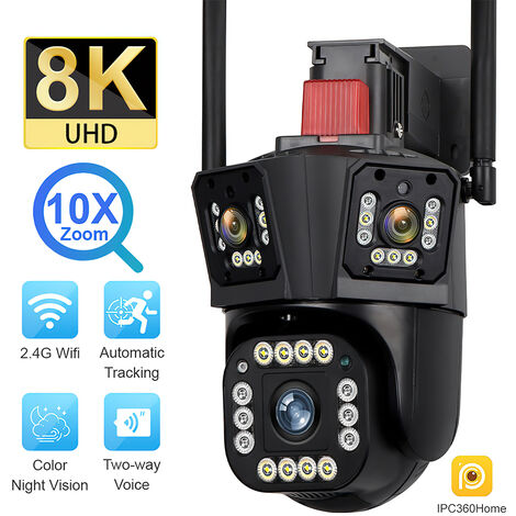 6x Zoom Hybride PTZ Caméra Surveillance WiFi Extérieur à Double Objectif  Caméra IP Détection Humanoïde Suivi Auto