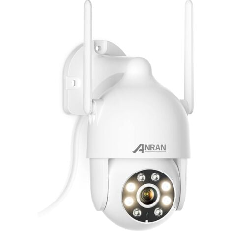 Caméra de Surveillance extérieur intérieur WiFi, 2K 3MP HD Vision Nocturne, Détection de Mouvement, Caméra 360 Extérieure sans Fil avec Projecteur, 2.4GHz WiFi,ANRAN P2 Blanc