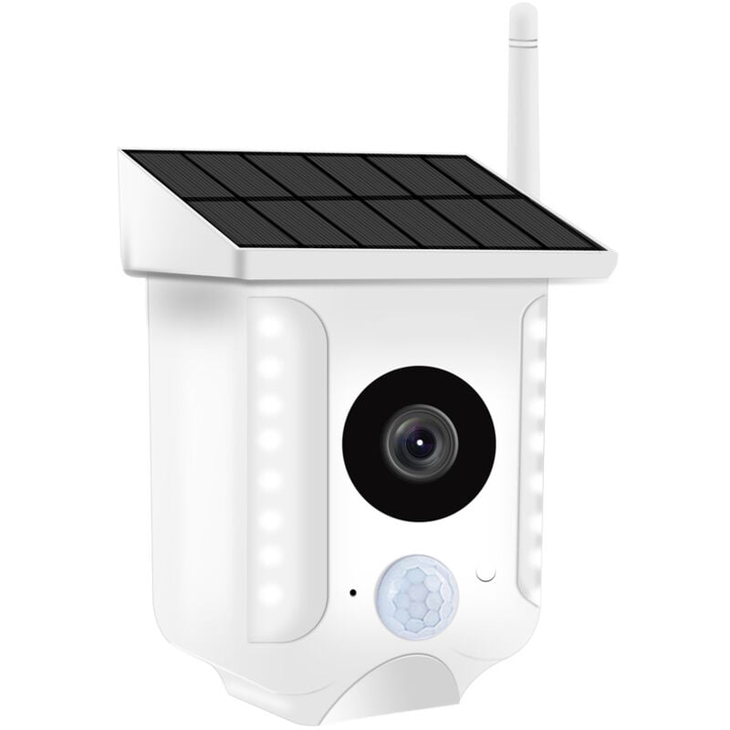 Camera de Surveillance Exterieur sans Fil, avec Panneau Solaire Camera Surveillance WiFi Exterieure 1080P HD, Détection de Mouvement PIR, Vision