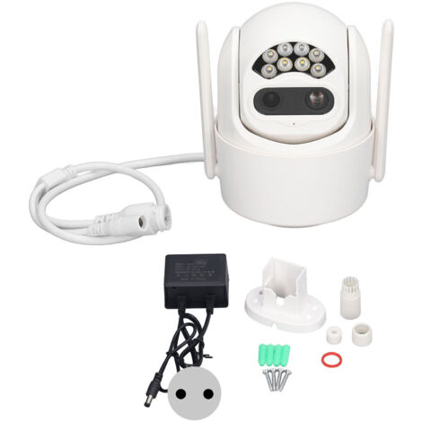 Caméra de Surveillance Extérieure 1080P WiFi sans Fil avec Zoom, Alimentation 110-240V et Prise UE