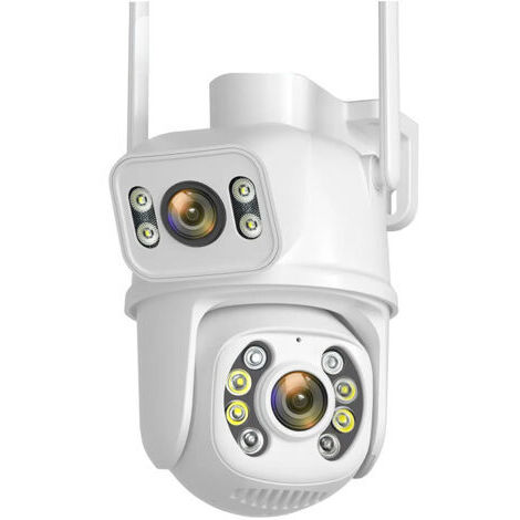 Caméra de surveillance extérieure HD à double objectif 6 MP avec WiFi et vision nocturne