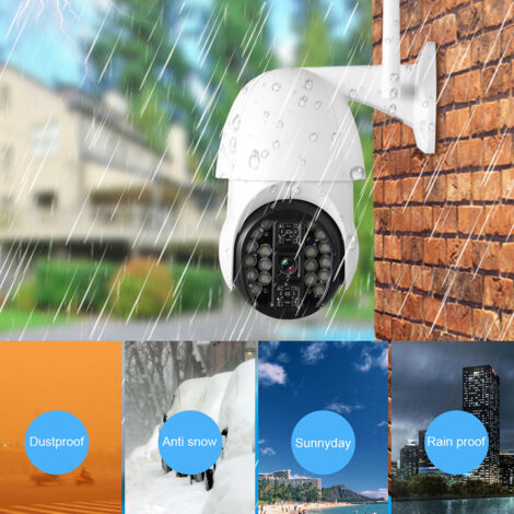 Caméra de Surveillance Extérieure PTZ WiFi 1080P avec Vision Nocturne LED et Alimentation 110-240V