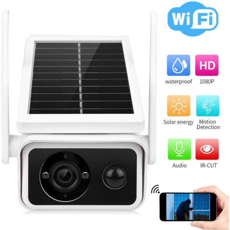 Caméra de Surveillance Extérieure Solaire 1080P WiFi Étanche IP66 Vision Nocturne