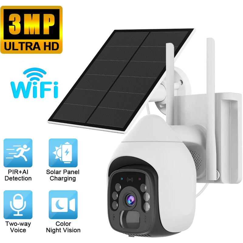 Caméra de surveillance exterieur 4G et WIFI sans fil avec alimentation  solaire et batterie Lithium