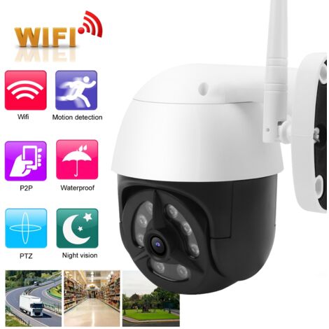 Caméra de surveillance extérieure WiFi, détection de mouvement, vision nocturne infrarouge, étanche IP66, système de sécurité avec prise européenne