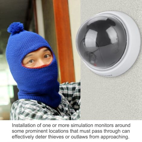 Caméra de surveillance factice extérieure avec effet lumineux rouge clignotant