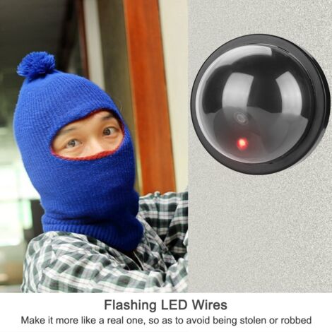 Caméra de Surveillance Fausse Extérieure avec Effet LED Clignotant, Dôme Antivol pour Détection Visuelle
