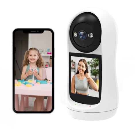 Caméra de surveillance intelligente avec appel vidéo bidirectionnel et appel en un clic, idéale pour la sécurité des personnes âgées et des bébés.