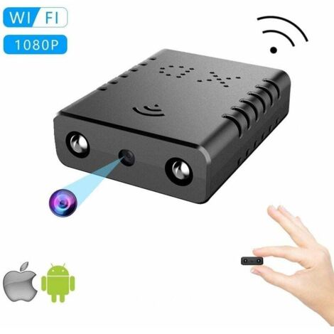 Caméra de surveillance interieur / exterieur Caméra Cachée, Mini Caméra WiFi HD 1080P avec Vision Nocturne, Détection de Mouvement（noir）-