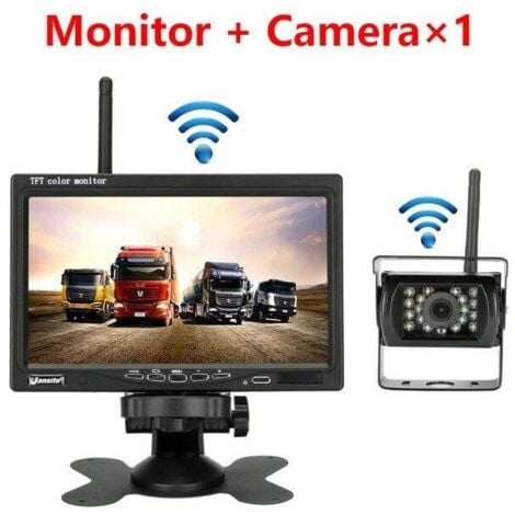 ANPVIZ Caméra de surveillance interieur / exterieur Caméra de recul sans fil pour véhicule, moniteur LCD 7 pouces pour camion, Bus, camping-car, remorque, pelle 12V-24V, étanche IP67, Angle 120