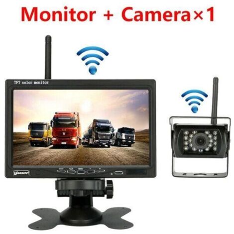 Caméra de surveillance interieur / exterieur Caméra de recul sans fil pour véhicule, moniteur LCD 7 pouces pour camion, Bus, camping-car, remorque, pelle 12V-24V, étanche IP67, Angle 120