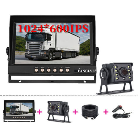 Caméra de surveillance intérieure/extérieure, caméra de recul sans fil 2,4 GHz, écran LCD 9 pouces pour camions, bus, camping-cars, remorques, excavatrices, 12 V-24 V, grand angle 120°