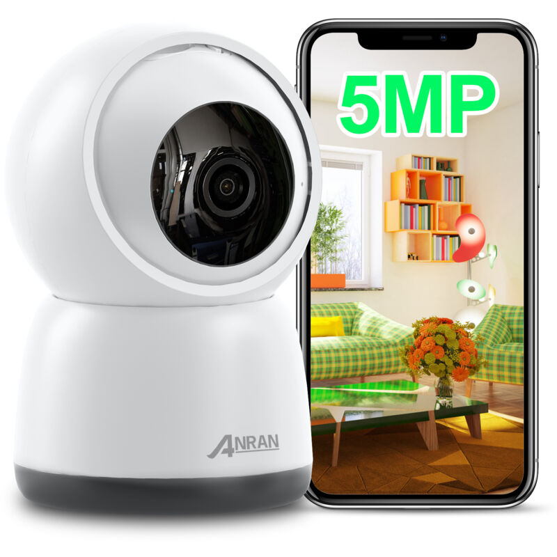 Caméra de Surveillance Intérieure Motorisée – Vision 360°, Audio Bidirectionnel, Détection de Mouvement, Connexion WiFi Anran