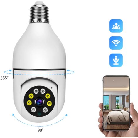 Caméra de surveillance panoramique à 360 degrés tête de lampe intelligente HD ampoule tête de lampe sans fil 2MP couleur double lumière 5G