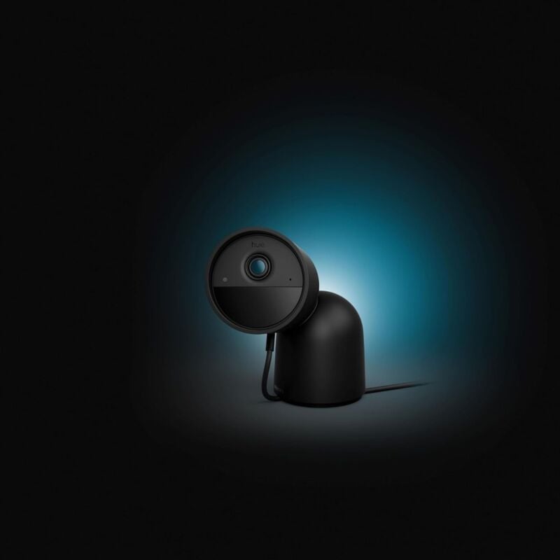 Philips Hue - Secure Caméra Filaire hd 1080P avec Support de Bureau, utilisation intérieure ou extérieure, contrôle avec une seule application, noir