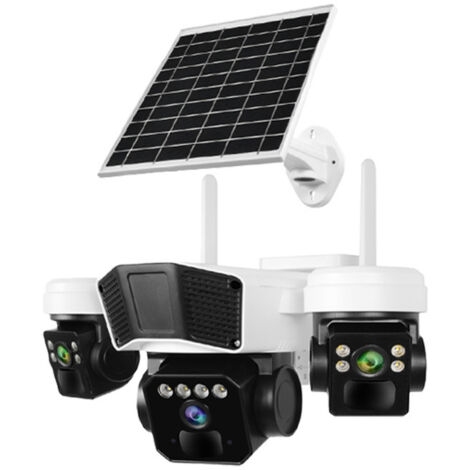 Caméra de Surveillance Solaire 4G QG53 - Triple Objectif 9MP, 3 Vues Simultanées, PTZ, Vision Nocturne Couleur/IR, Détection PIR Triple, Audio Bidirectionnel, Étanche IP66, Stockage TF/Cloud, H.265, E