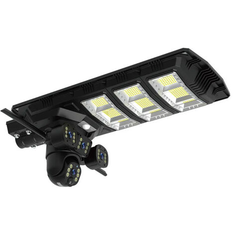 Caméra de Surveillance Solaire A02 3 Écrans Simultanés 8MP - Lampe de Rue Intégrée, WiFi, Vision Nocturne Couleur/IR, Détection de Mouvement PIR, Audio Bidirectionnel, H.265, Étanche IP66, Extérieur