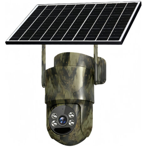 Caméra de Surveillance Solaire Extérieure HD, Vision Nocturne en Couleur, Interphone Vocal Bidirectionnel, Étanche