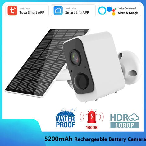 Camera de Surveillance Exterieur Batterie Solaire sans Fil, camera wifi 8MP  HD, batterie rechargeable 12000mah+ carte