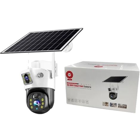 Caméra de surveillance solaire sans fil, résolution 4K, détection humaine PIR, caméra 4G sans carte SD