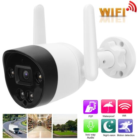 Caméra de Surveillance WiFi 1080P avec Vision Nocturne Infrarouge, Détection de Mouvement, Étanche IP66 pour Sécurité Intérieure/Extérieure, Alimentation 100-240V