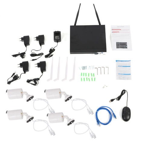 Caméra de surveillance WIFI 4 canaux HD avec écran, vision nocturne, détection intelligente et résolution 100W DPI
