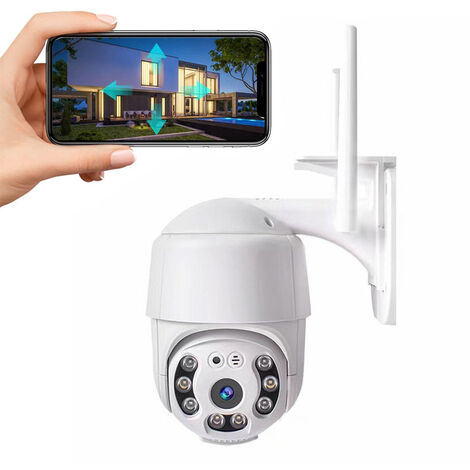 Caméra de Surveillance WiFi Extérieure 360°, Caméra 1080P, Systèmes de Vision Nocturne Couleur
