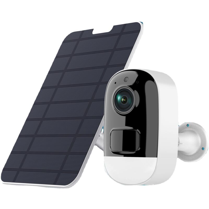 Caméra de Surveillance WiFi Extérieure, Caméra de Surveillance Solaire Domestique 5200 mAh alimentée par Batterie, avec Audio bidirectionnel,