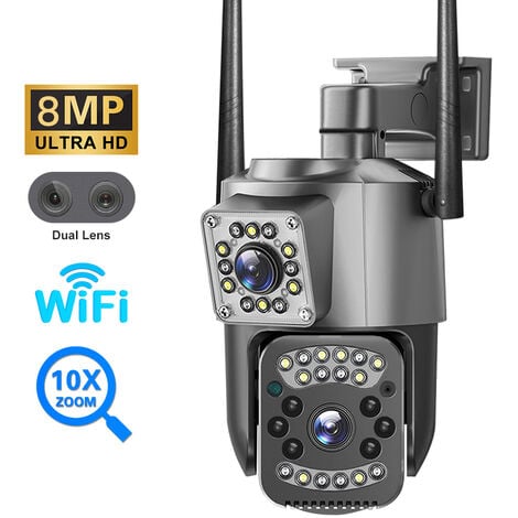 RANIPOBO Camera de Surveillance WiFi Exterieure, PTZ Camera 8MP Double Objectif , Double ecran AI detection Auto Tracking 10 fois zoome IP66