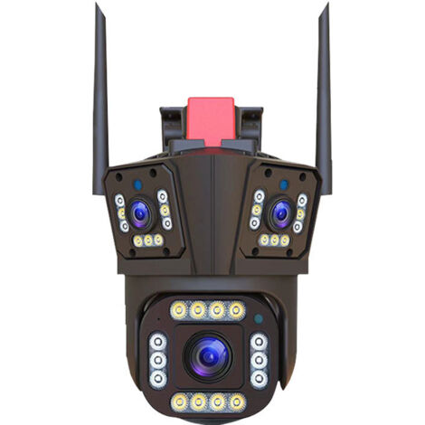 Caméra de Surveillance WiFi Q323 Triple Objectif 4MP PTZ - Vue Panoramique 360°, Suivi Automatique, Vision Nocturne IR 20m, Audio Bidirectionnel, Détection de Mouvement, IPC360 Home, Intérieur/Extérie