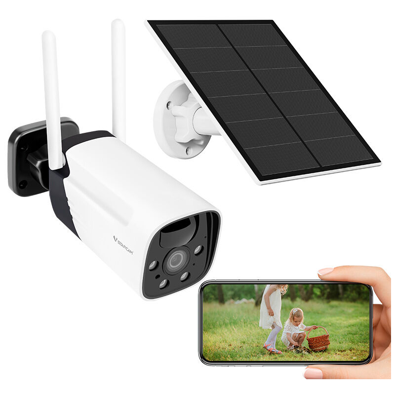 Caméra de Surveillance WiFi+Panneau Solaire-Batterie Longue durée 10400mAh-FullHD-Détection de Mouvement et Humaine-Extérieur-Vision Nocturne-Audio