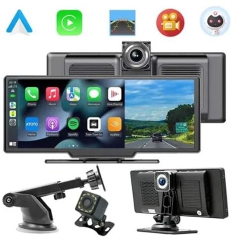 Caméra de Tableau de Bord 10.26'" Carplay et Android Auto sans fil DVR de Voiture 4K avec Caméra de Arrière GPS AUX Commande Vocale