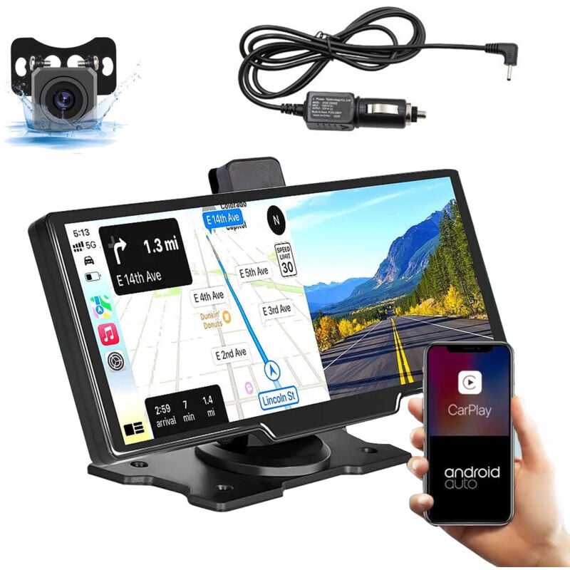 Lifcausal - Caméra de tableau de bord de 10,26 pouces, avec moniteur de caméra à commande vocale et enregistrement Wi-Fi, caméra de recul à double