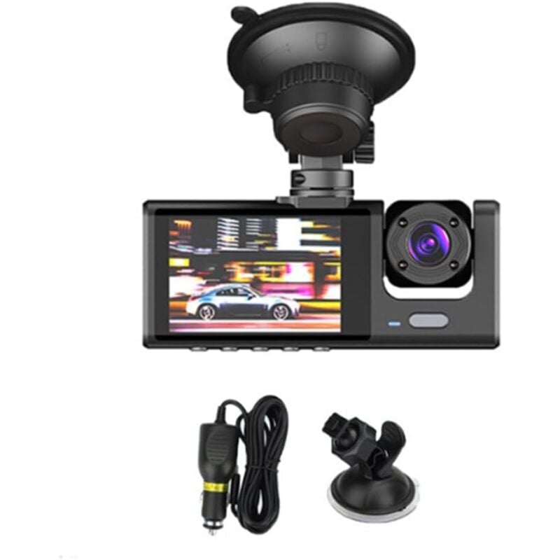 Caméra de Tableau de Bord Double Objectif pour Voiture, Enregistreur Vidéo de Conduite avec Caméra et Intérieure, Moniteur de Stationnement avec