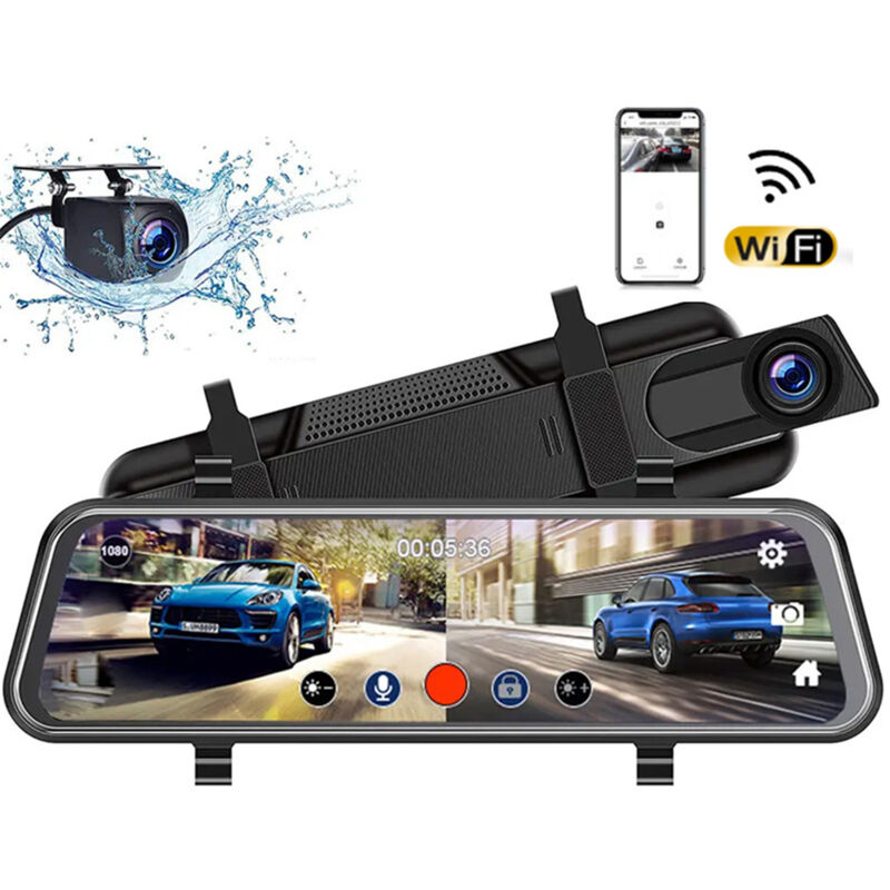 Lifcausal - Caméra de tableau de bord dvr 2048P, double caméra avant et arrière, enregistreur de conduite avec écran tactile de 10 pouces, grand