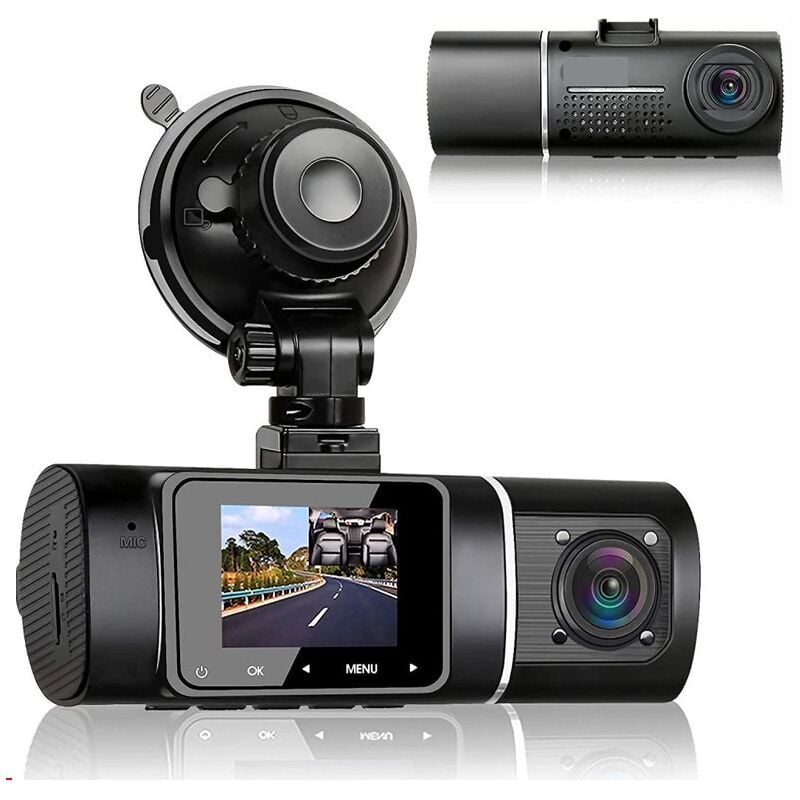 Caméra de Voiture , 310° Grand Angle Full HD Double 1080P Dash Cam, Capteur G, Enregistrement en Boucle, HDR, Détection de Mouvement